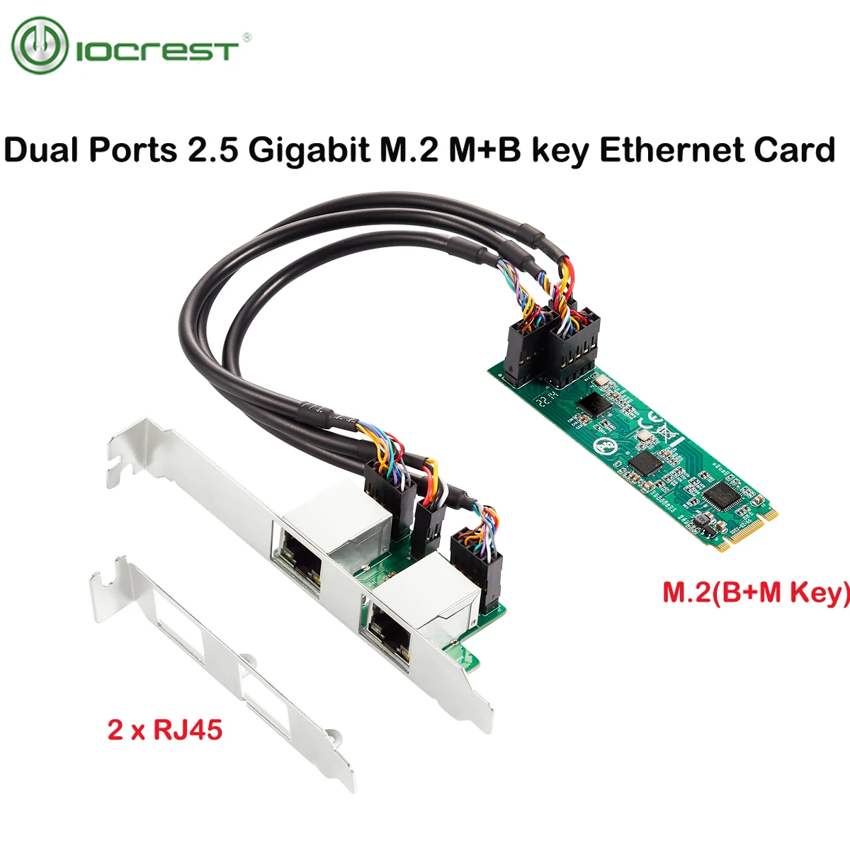IOCREST M.2 to Dual Port 2.5G NIC Network Card M.2 22*80mm
