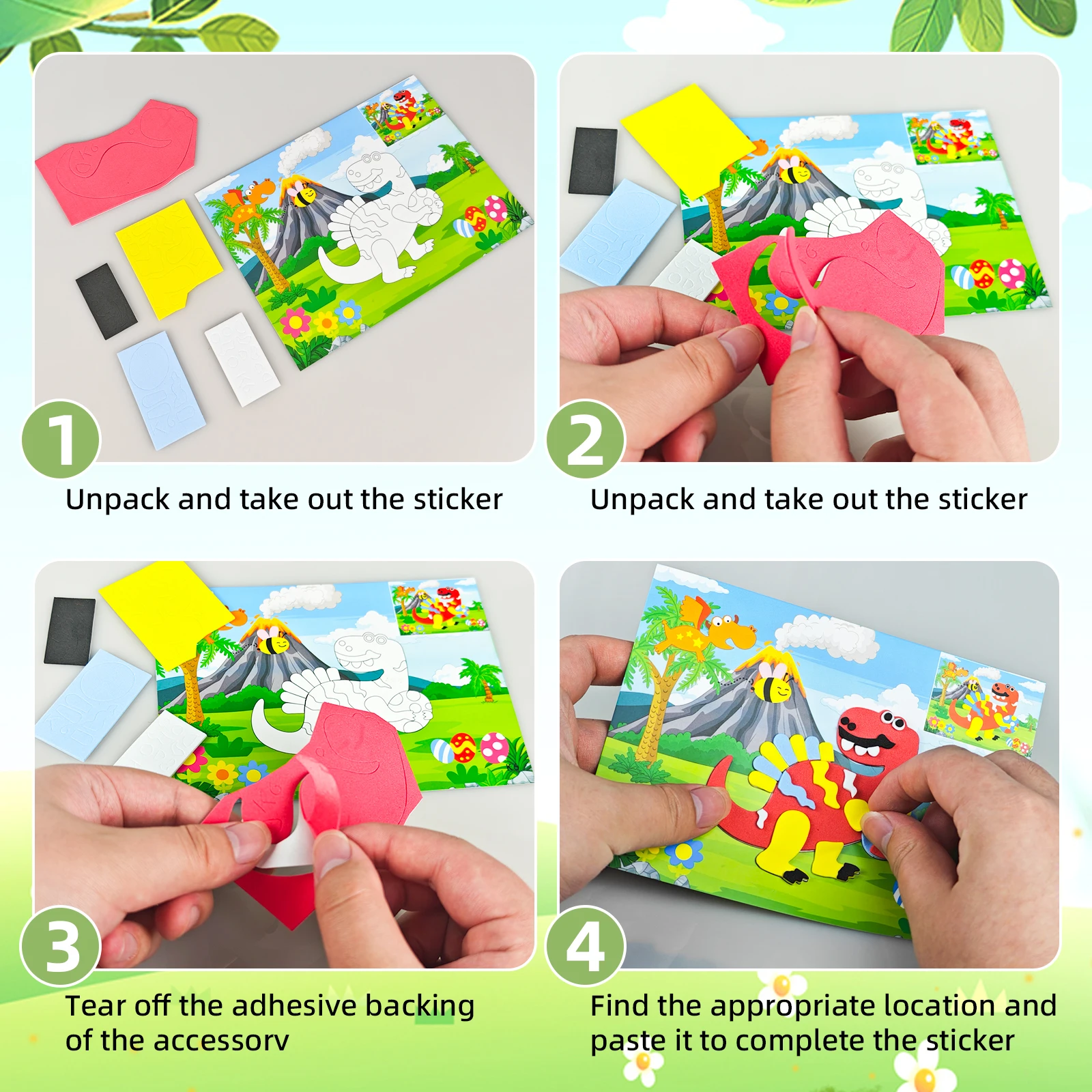 3D EVA Foam Sticker Puzzle DIY Cartoon Animal Educational Toys for Toddlers Kids Art Craft Kits Creative Activity Birthday Gifts 3