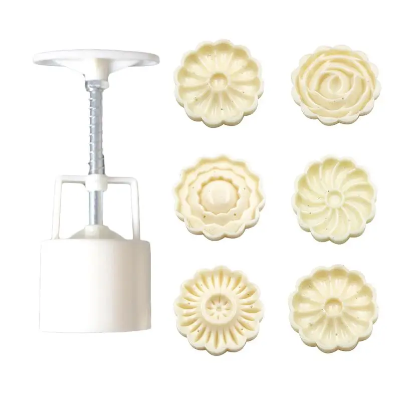 

Style Kitchen Hand Pressure Fondant Round Flower Mooncake Mold Moon Cake Decoration Tools Cookie Cutter Pastry Baking Tool