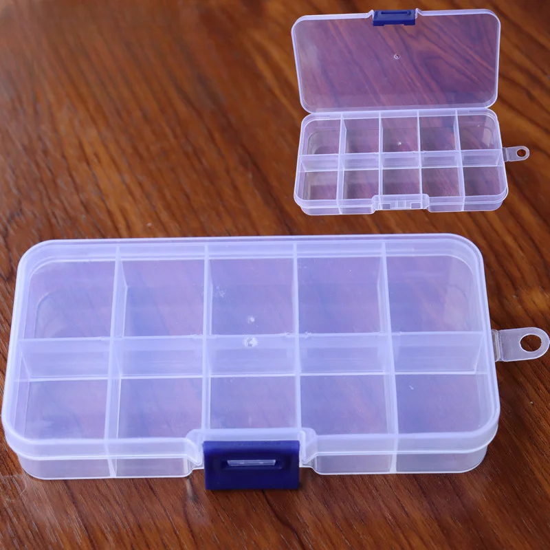 10 Grids Adjustable Transparent Plastic Storage Box For Small Component  Jewelry Tool Box Bead Pills Organizer Nail Art Tip Case