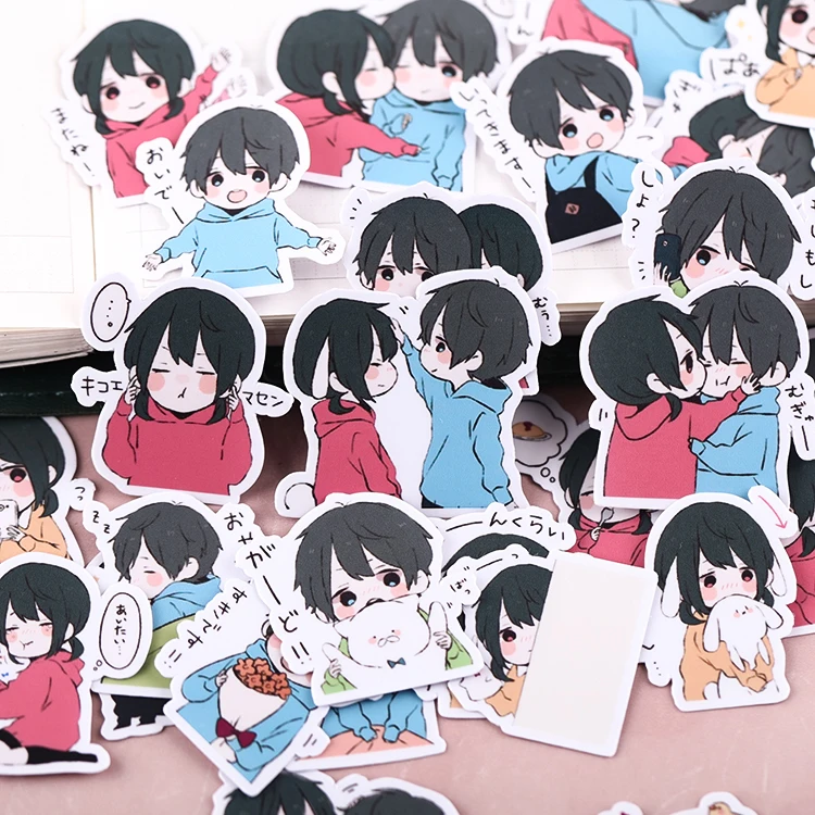 36pcs Cute Little Couple's Hand-book Sticker Hand-book Characters Korean Wind Ins Wind Diy Photo Album Mobile Phone Material