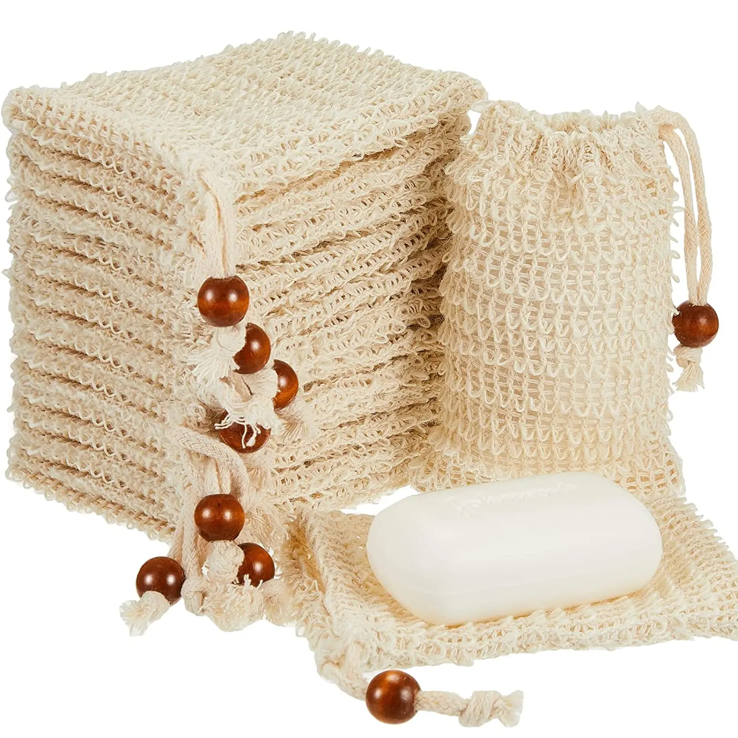 1/3/5pcs Mesh Soap Bag Saver Pouch Bar Soap Exfoliating Mesh Bags for Shower Bubble Foam Net Pocket PE Nylon Natural Sisal Bags 5