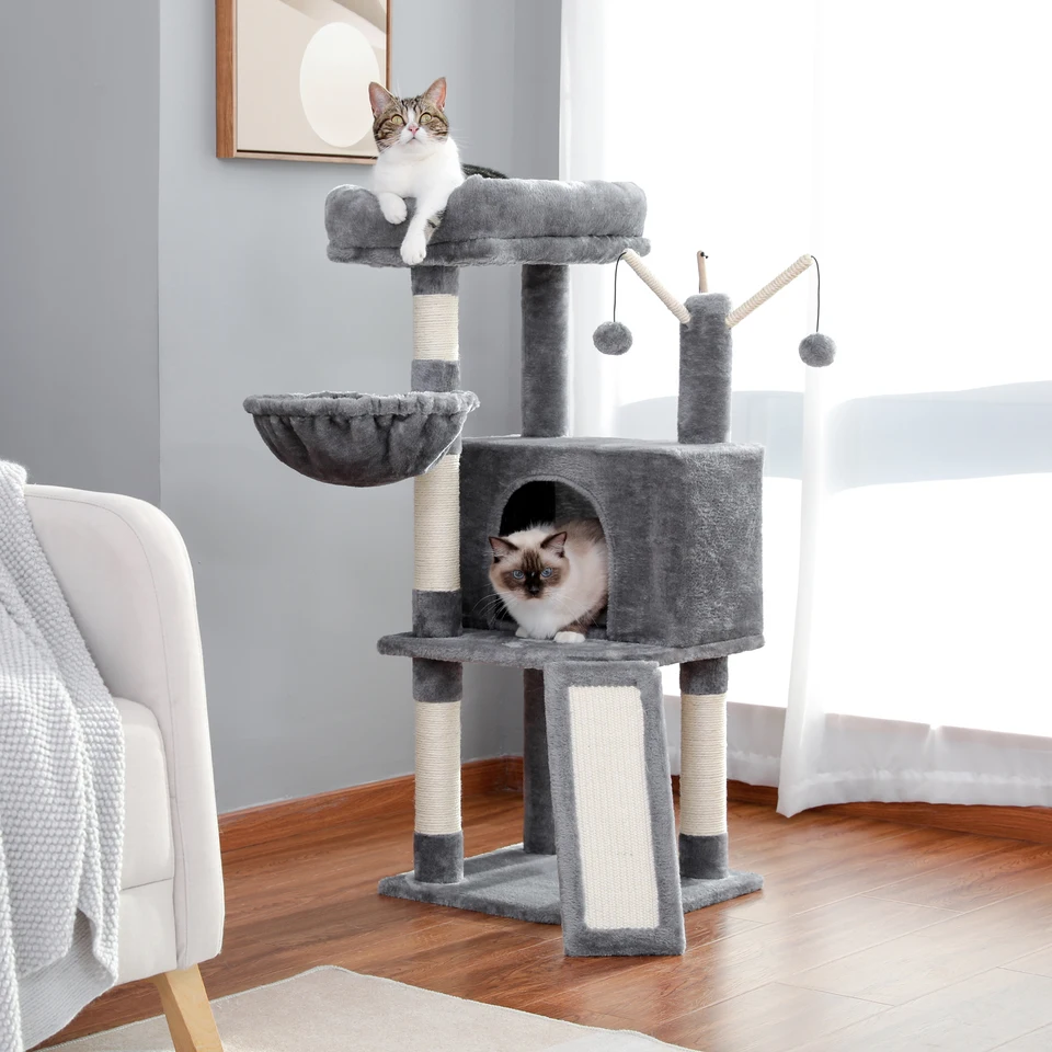 Large Cat Tree Tower with Hammock and Scratchers
