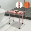 Shower Stool, Adjustable Height 15.16-21in, 300lbs Capacity, Waterproof Teak Wood, Non-Slip Aluminum Legs, Easy to Install, 4