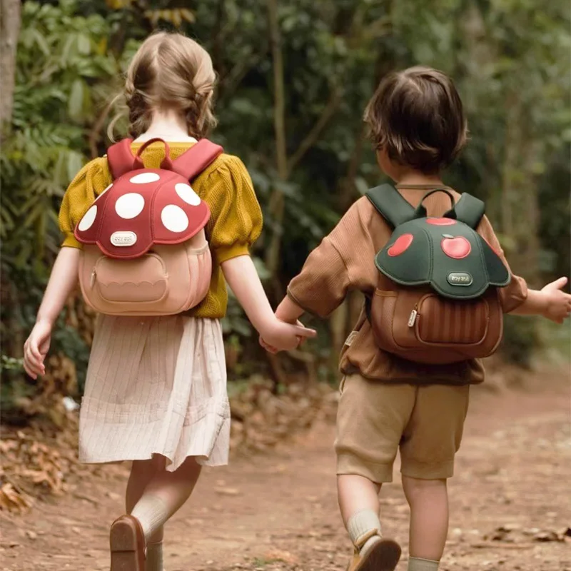 Kid Backpack Cute Mushroom Apple Kindergarten Cartoon Pink Mini Travel Bag Schoolbag Preschool Gift for Toddler Girl Boy 3-6 2