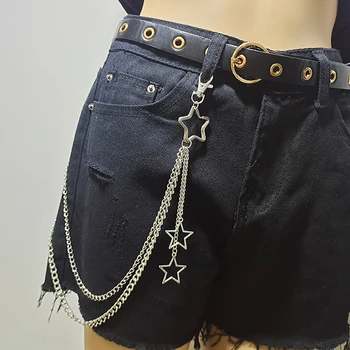 Punk Steet Portachiavi Catena Donna Uomo Luna Stella Rivetti Teschio Accessori Scelta Rock Goth Pantaloni Cintura in vita Catena sui jeans Jewerly 1