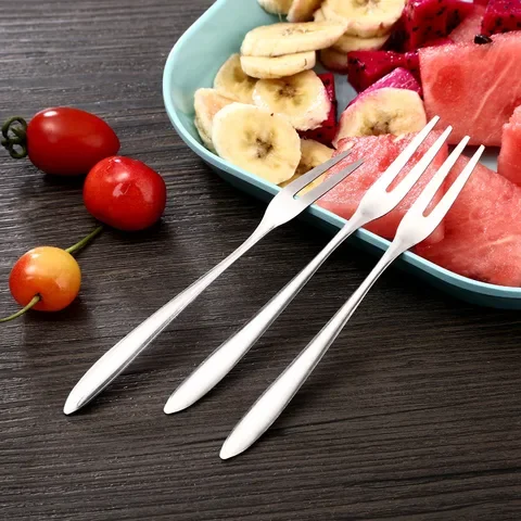 

Stainless Steel Mini Fork Fruit Cake Salad Dessert Fork Luxury Two-tine Table Cutlery Flatware Kitchen Tools