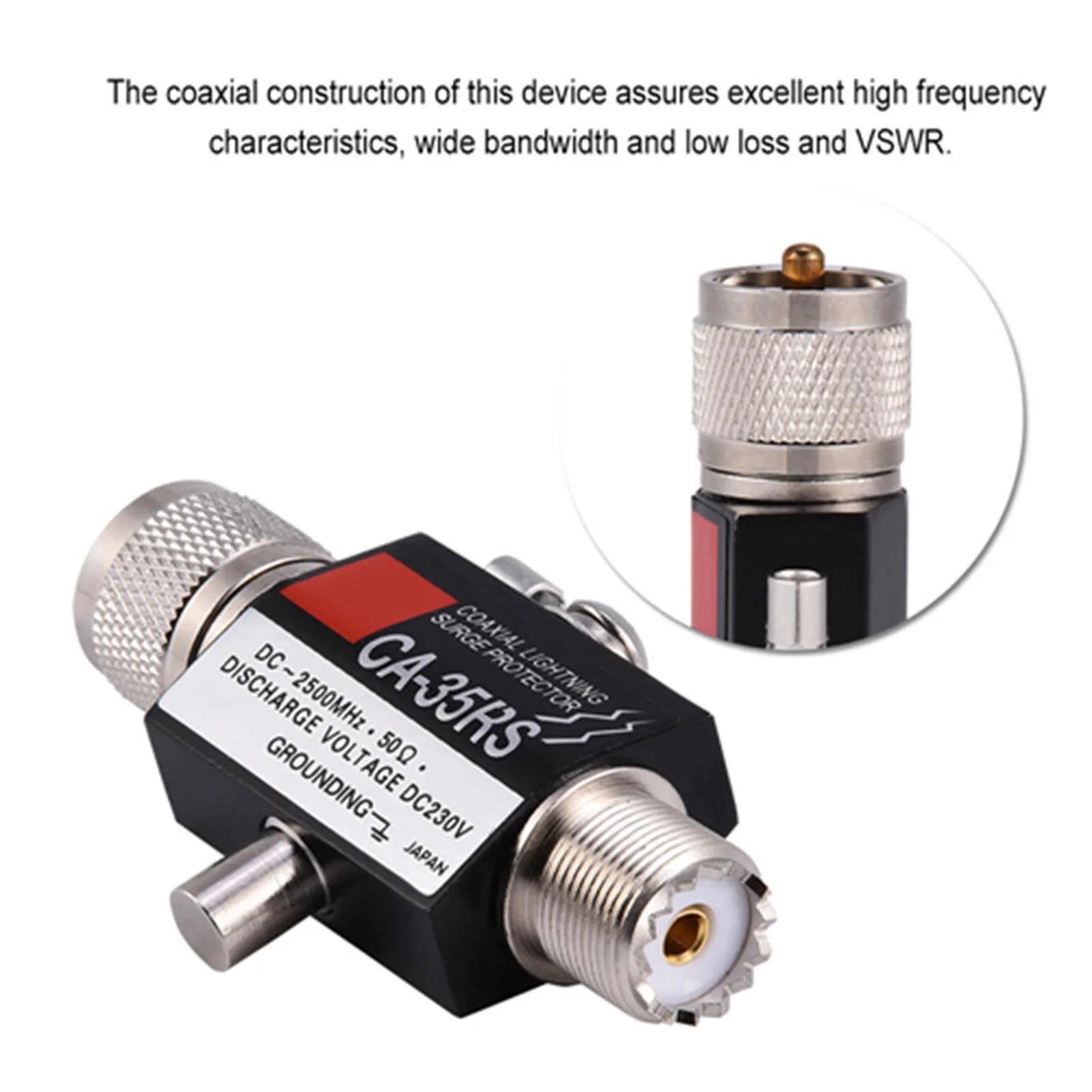CA-35RS Coaxial Lightning Surge Protector Arrester Male to Female UHF Connector