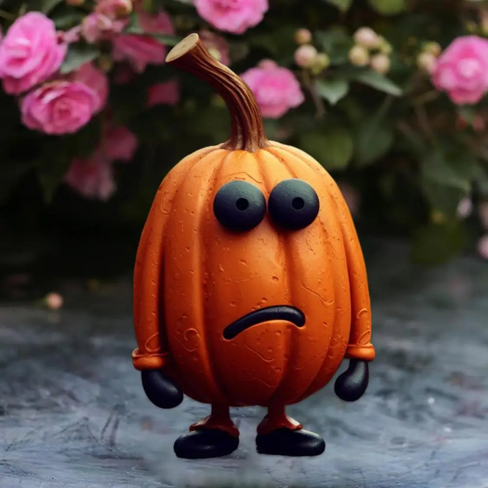 

Cute Pumpkin Figurine Resin Craft Desktop Ornament Funny Pumpkin Statue Garden Outdoor Yard Halloween Thanksgiving Decoration