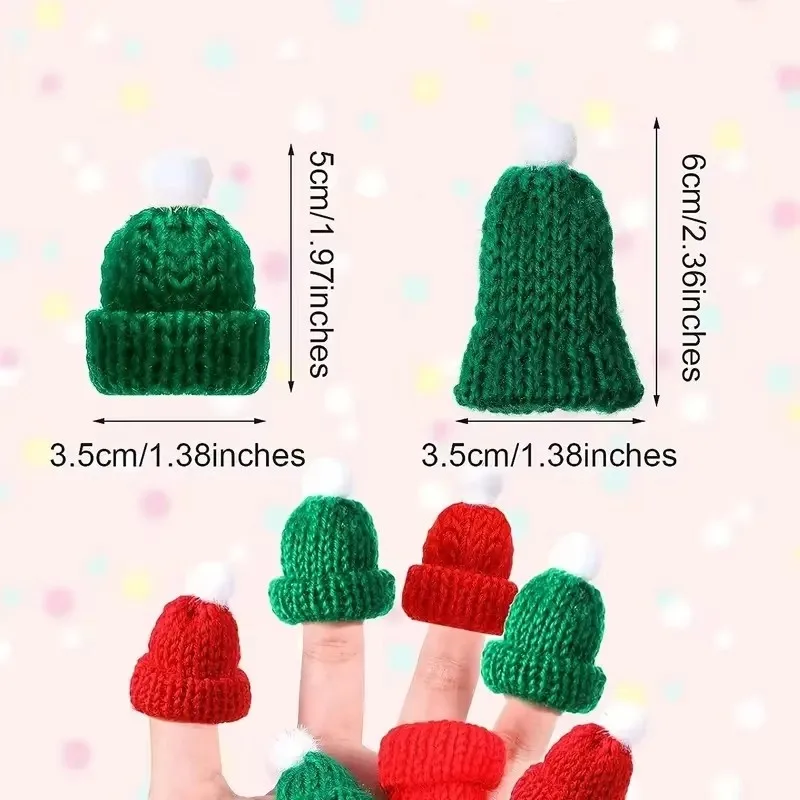 Mini Knitted Christmas Hat Multiple Styles For Mini Toy Dolls Wear DIY Decorative Christmas Hat 5pcs/set