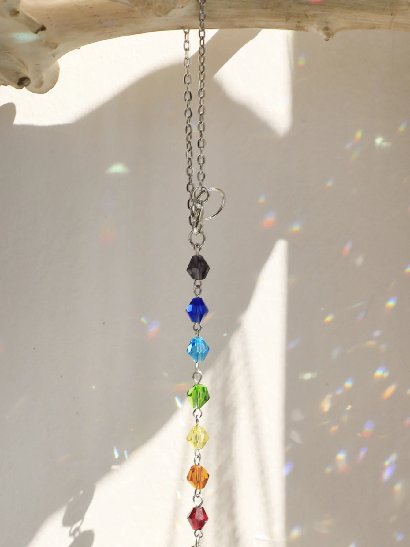 Attrape-soleil avec prisme en cristal, guirlande de phases de lune bohème,  décoration