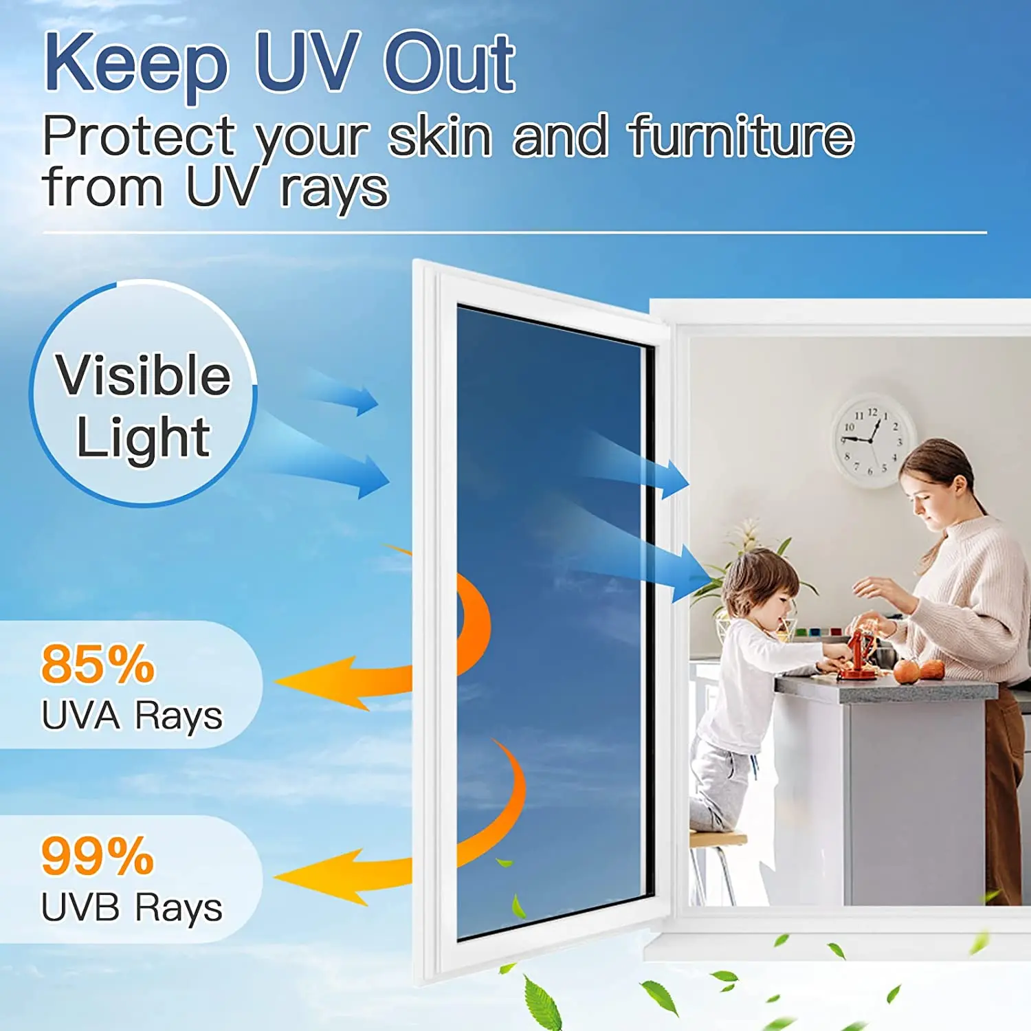 Film anti-regards/anti-UV pour fenêtres, film de protection solaire pour  bureau, salon et chambre à coucher, film miroir d'isolation thermique