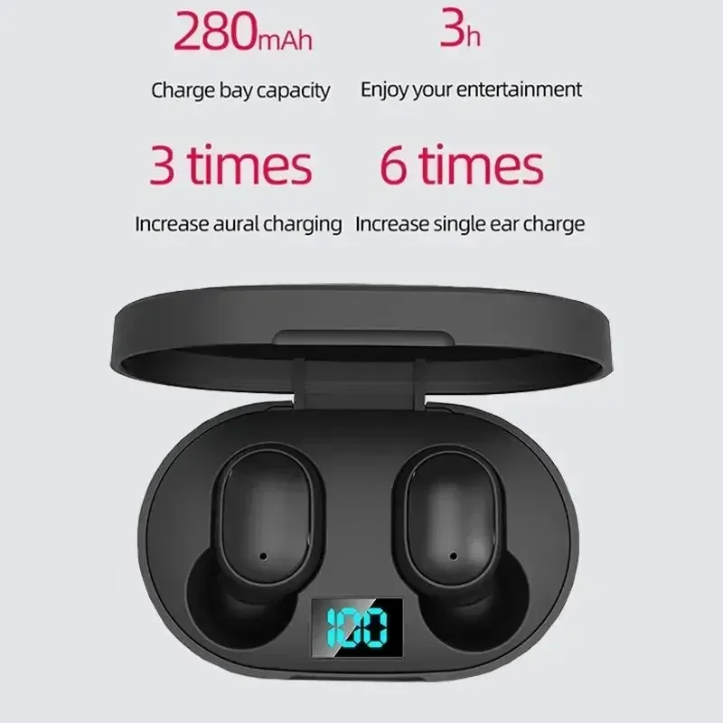 E6S TWS Bluetooth Earphones Wireless bluetooth headset Noise Cancelling Headsets With Microphone Headphones For Xiaomi Samsung 2