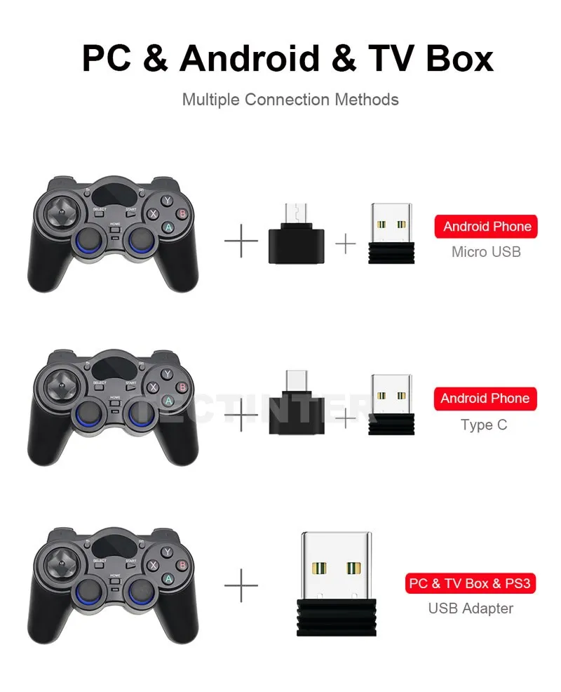 2.4G USB Wireless Android Game Controller Joystick Joypad with OTG Converter For PS3/Smart Phone For Tablet PC Smart TV Box