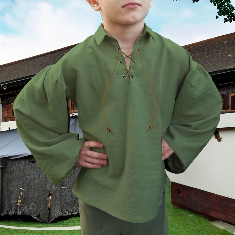 Boys Medieval Pirate Shirt Renaissance Costume Tops