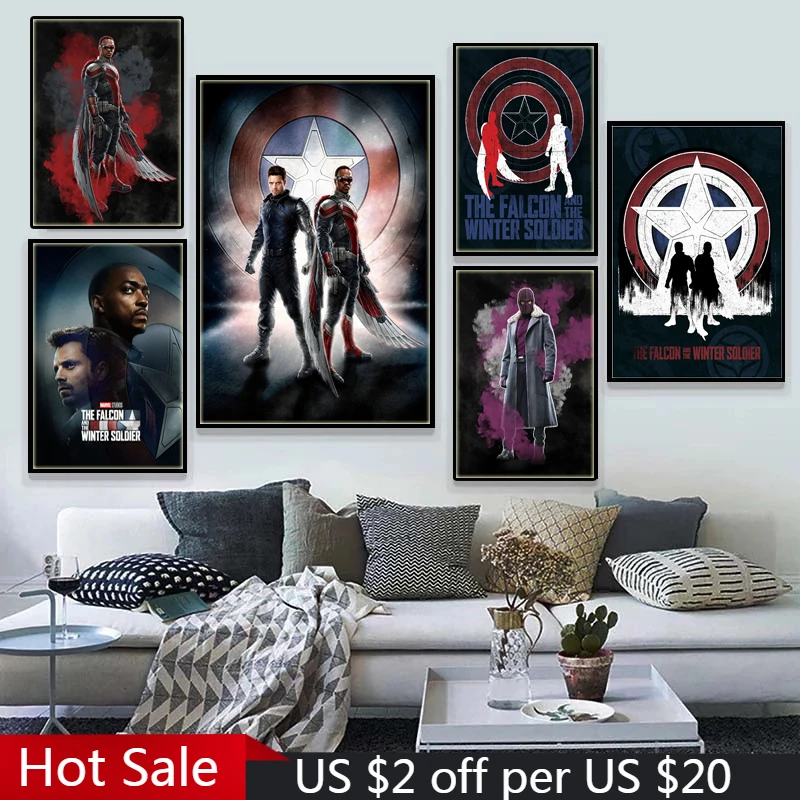 Marvel Superhero Movie Poster The Falcon Winter Soldier Pop American Tv Series Canvas Painting Prints Wall Picture Home Decor