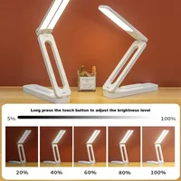 5 Style LED Table Lamp Foldable 3 Levels USB Rechargeable Double Lamp Head Dimmable Touch Control LED Desk Lamp Home Supply 2