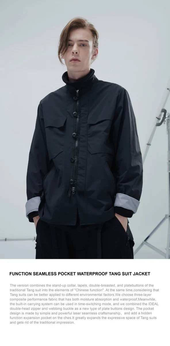 Reindee lusion 21fw functional seamless pocket waterproof tang suitacket kimono techwear asian style