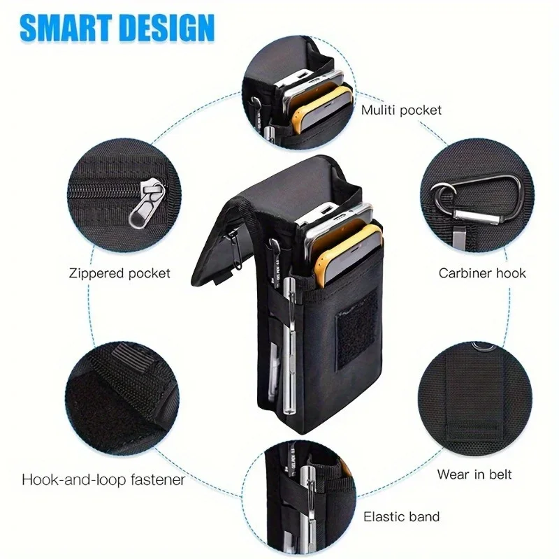 Versatile Oxford Fabric Phone Belt Pouch - Multi-Functional Outdoor Bag for Devices Up to 6.3 Inches