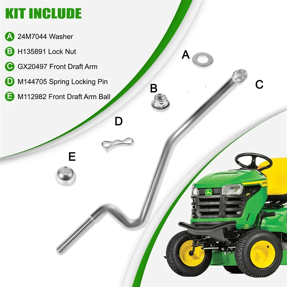 GX20497 Front Draft Arm Kit for John Deere Tractor Riding Lawn Mower 102 115 125 155C D155 LA L100 L120 L130 LA120 D140 X S E