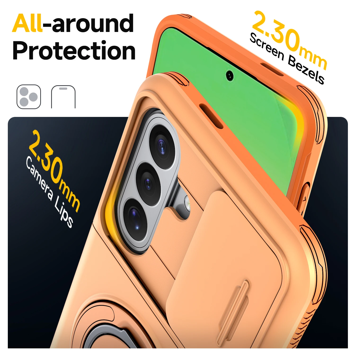 Enhanced Armor Case with Slide Camera Protector and Card Holder Cover