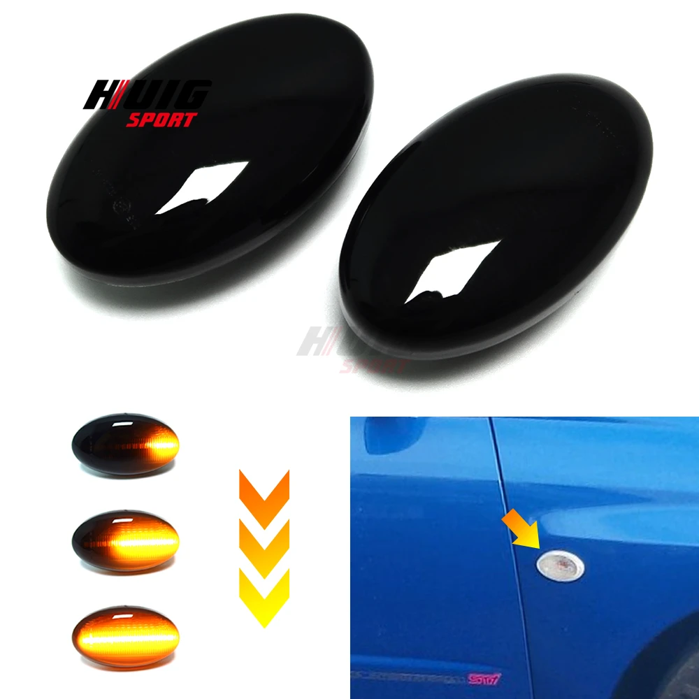 

2PCS For SUBARU Impreza (GD/GG) 2000-2007 2PCS LED Dynamic Side Fender Marker Smoke Amber Turn Signal Light Sequential Lamp