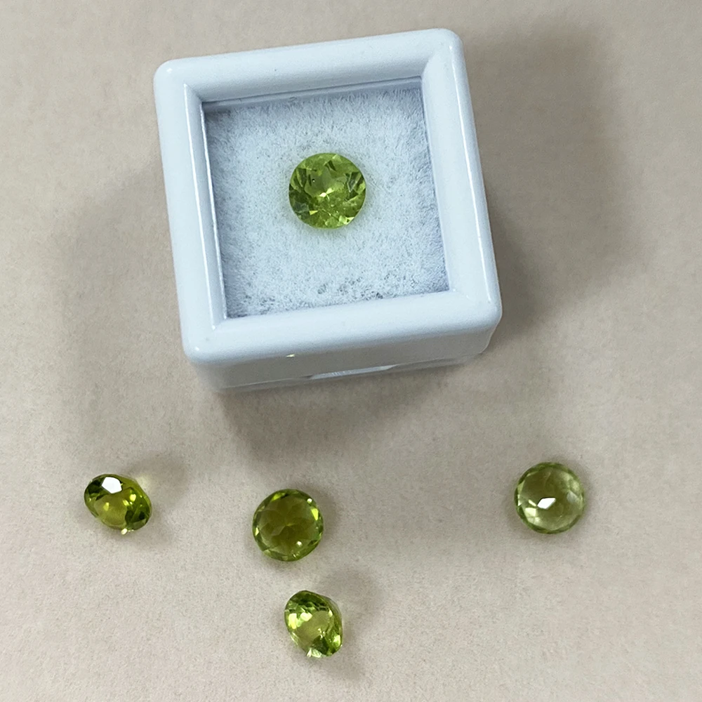 100% Natural Loose Stone 7X7mm 1.4ct Round Cut Olivine Peridot Gemstone for Earring Ring Necklace DIY Jewelry Making Accessory loose gemstones