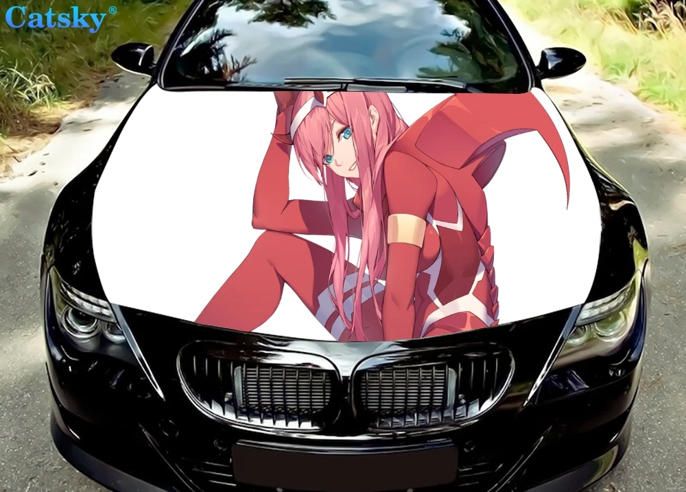 

FRANXX Zero Two Car Hood Sticker,Custom Car Hood Decoration,Hood Protection Cover,Vinyl Car Sticker,Car Body Side Color Decal