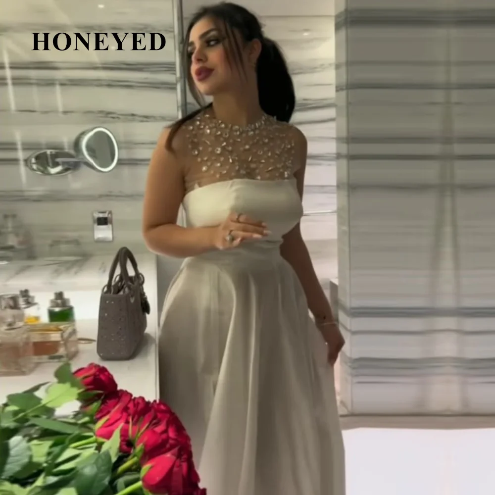 

Honeyed 2023 Dresses for Women Party Wedding Evening Dresses Luxury 2023 Satin Champagne Prom Dress 2023 Grace Ball Gown Robe