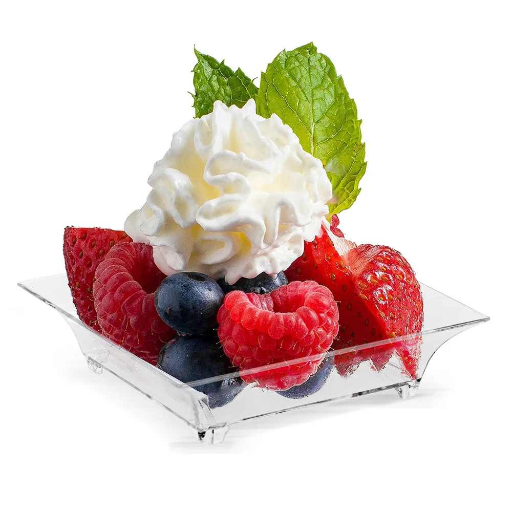 20/10PCS Disposable Plastic Square Sauce Dish For Birthday Mini Thickened Transparent Small Dish Dessert Cake Baking