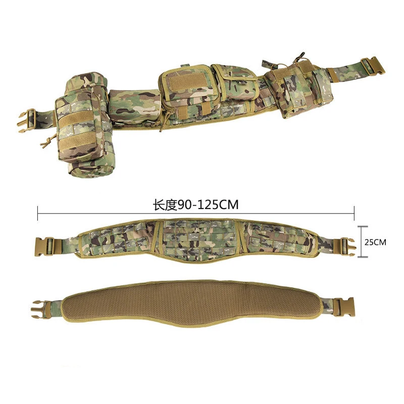 YAKEDA 6 in 1 Tactics Waistband Gadget Pouch Waist Bag Adjustable MOLLE Detachable Storage Accessories Package Hunting Belt