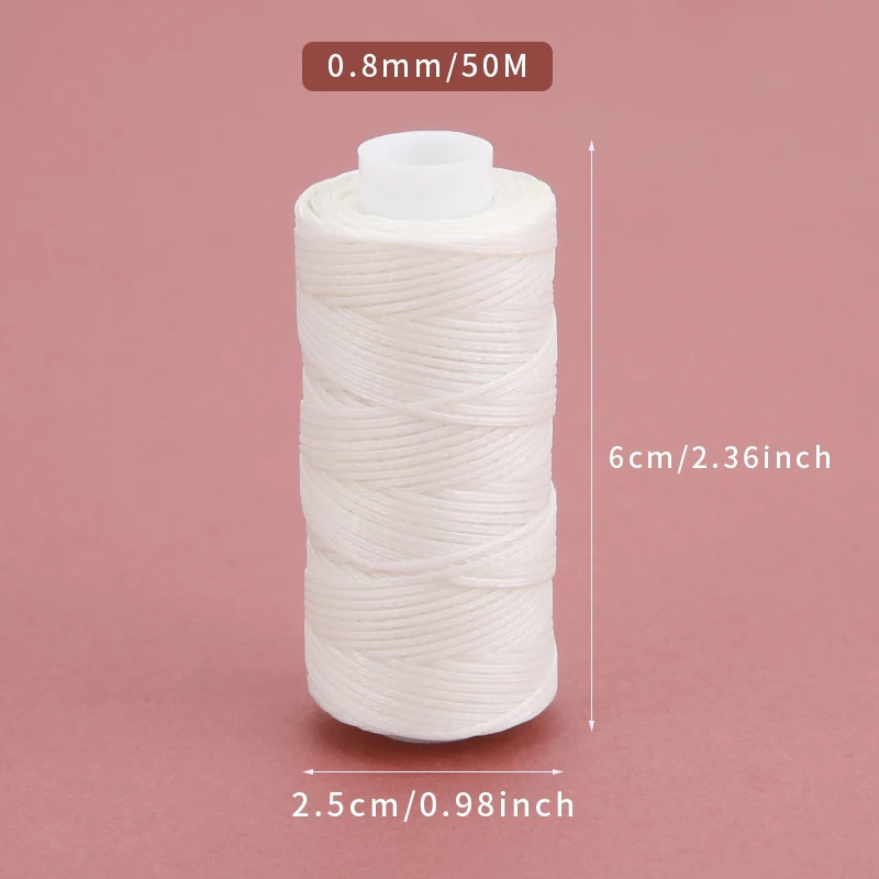 Leather Sewing String 150D Leather Polyester Flat Wax 0.8mm Diameter 50 Meter DIY Project