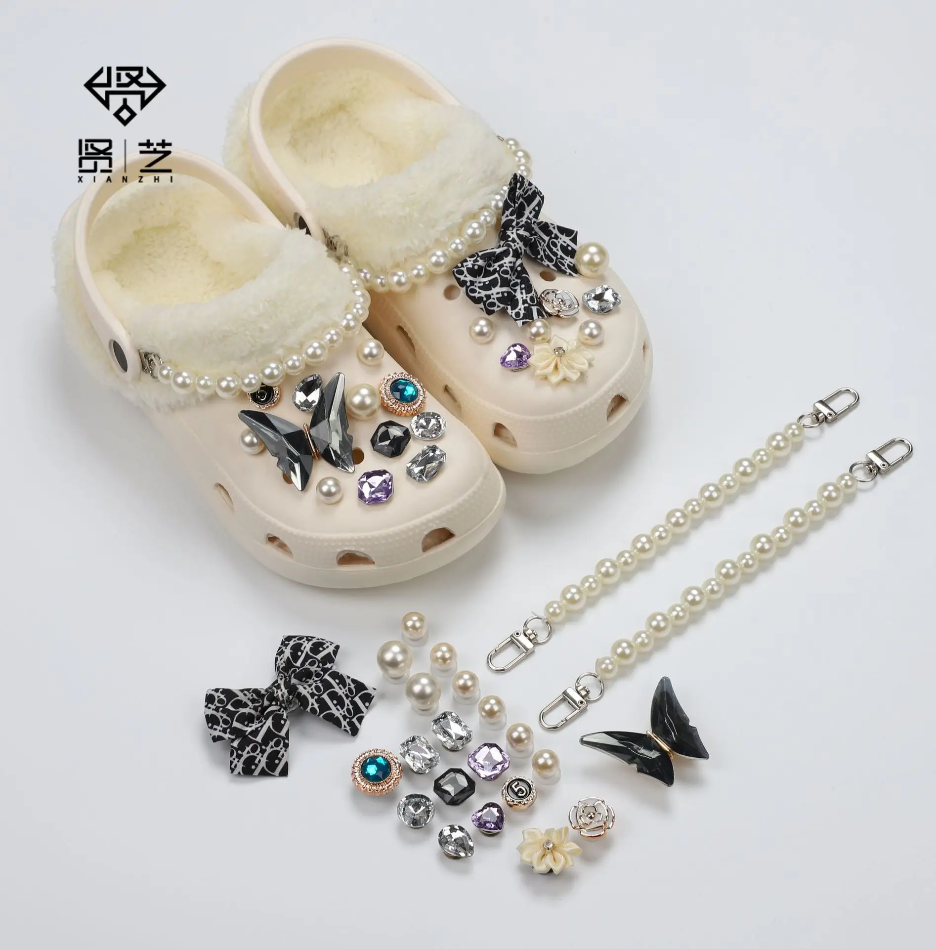 Cute Chain Rhinestone Croc Charms Bling DIY Shoes Decaration Accessories  Jibb for CROC Clogs Buckle Kids Women Girls Gifts - AliExpress