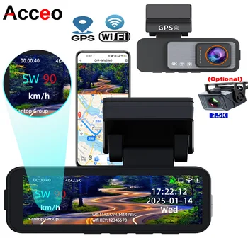 DashCam Auto 4K Car Dvr Video Recorder Built-in GPS WIFI Support Dual Lens 2.5K Rear Camera Night Vision Black Box 24h Parking