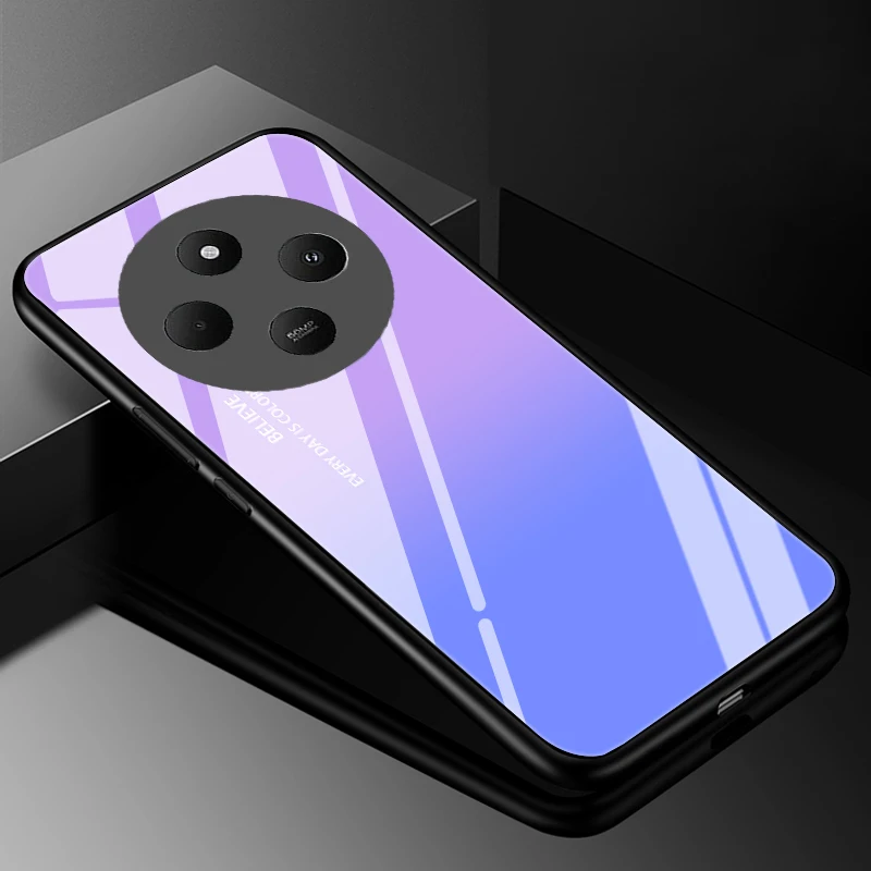 Durable Tempered Glass Phone Case with Hard Back Bumper