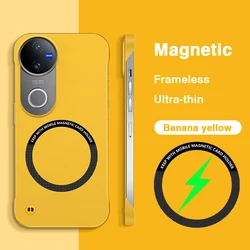 Ultra - Slim Magnetic Wireless Charging Hard Back Cover Case - No Border Design for Vivo T4R (Banana Yellow)