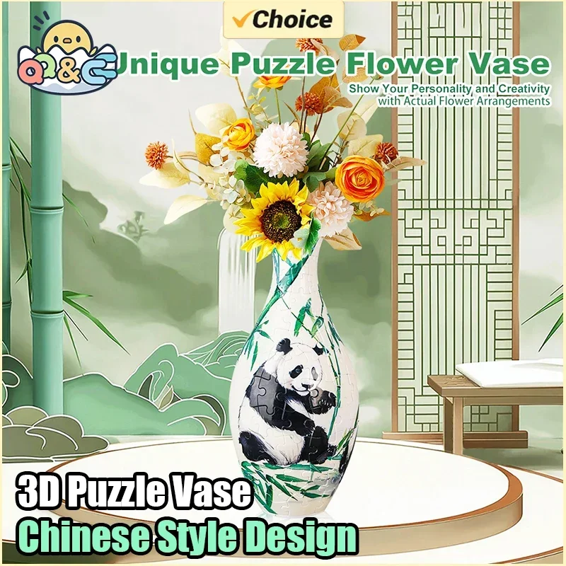 3D Porcelain Puzzle Flower Vase Made Plastic Home Decoration