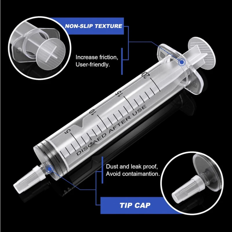 Seringue de mesure des nutriments hydroponiques réutilisables, tube en silicone, 150ml, 200ml, 300ml, 1 pièce