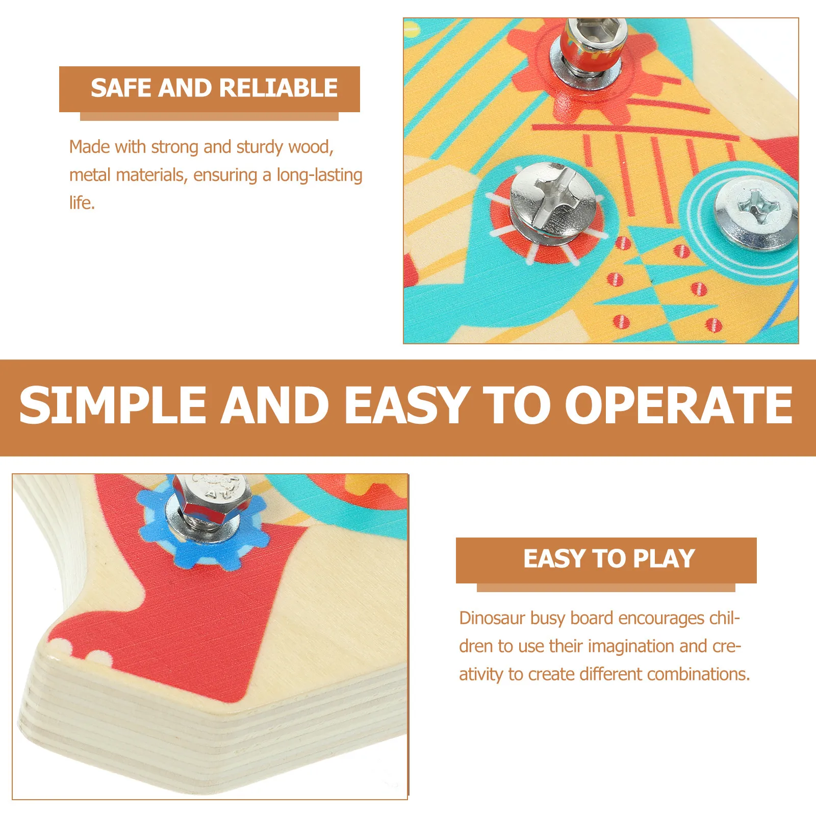 1세트 나무 공룡 스크류 드라이버 보드 어린이 조작 학습 도구 감각 몬테소리 활동 세트 어린이 조기 교육용