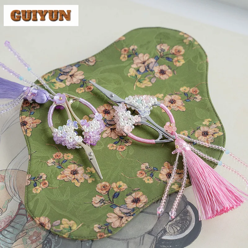 Creative Handmade Woven Tassel Tea Scissors Light Luxury Tea Packing Bags Cutters Small Shear Chinese Set Accessories Gifts