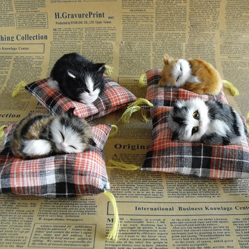 Artificial Mini Sleeping Cats Plush Simulation Lying Cats Doll Ornaments Children's Gifts Home Decoration Crafts