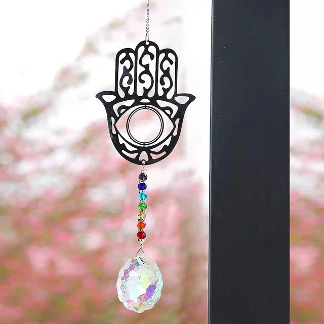 Fatima Csakra Lógó Kristály Mandala Szivárvány Napsütő Prizma Könnyű Fogó Jóga Meditációs Gyöngyök Szál Medálkert Dekoráció - Image 3