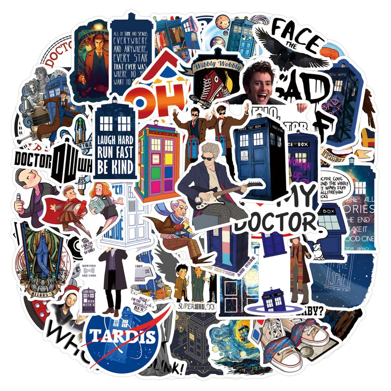 55pcs no repeat 5-9cm Cartoon who the Matt Smith sticker for box Suitcase PVC collection doctor toy