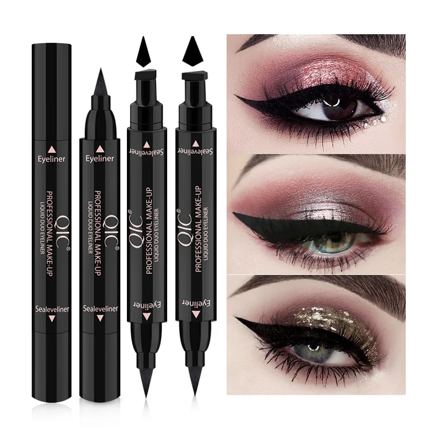 

2 In1 Eyeliner Stamp Liquid Eye Liner Pencil Makeup Stamps Seal Pen Stamp Black Eyeliner Pencil Waterproof Quick Dry Eyeliners