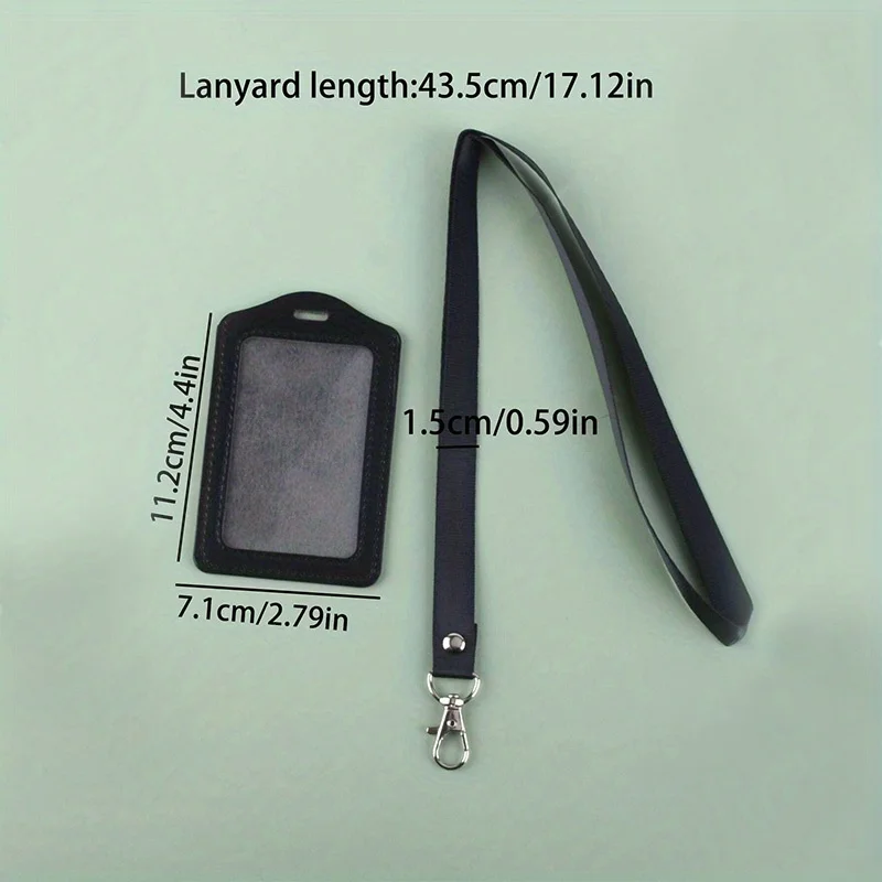Premium PU Leather Card Holder & Lanyard - Versatile Badge and Card Organizer