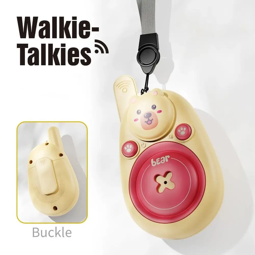 1 Pair Lovely Bear Kids Walkie Talkies Long Range One Click Call Wireless Communication Toy Wearable Lanyard
