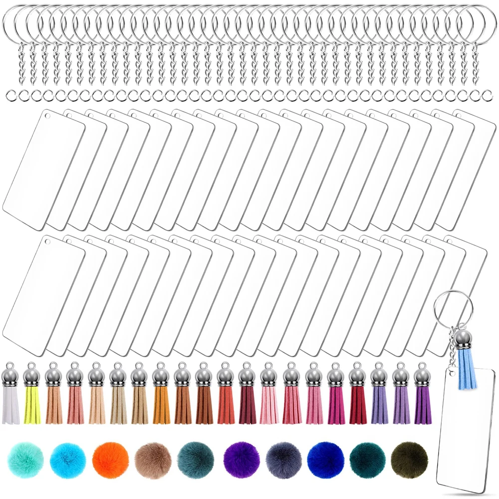 Duufin 120 Pieces Acrylic Ornament Blanks Keychain Set 2.5 inch