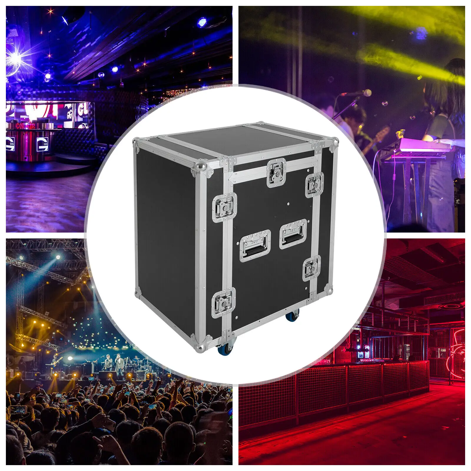 2-Tier 10U PA DJ Equipment Rack, Professional Audio Cabinet, Portable ...