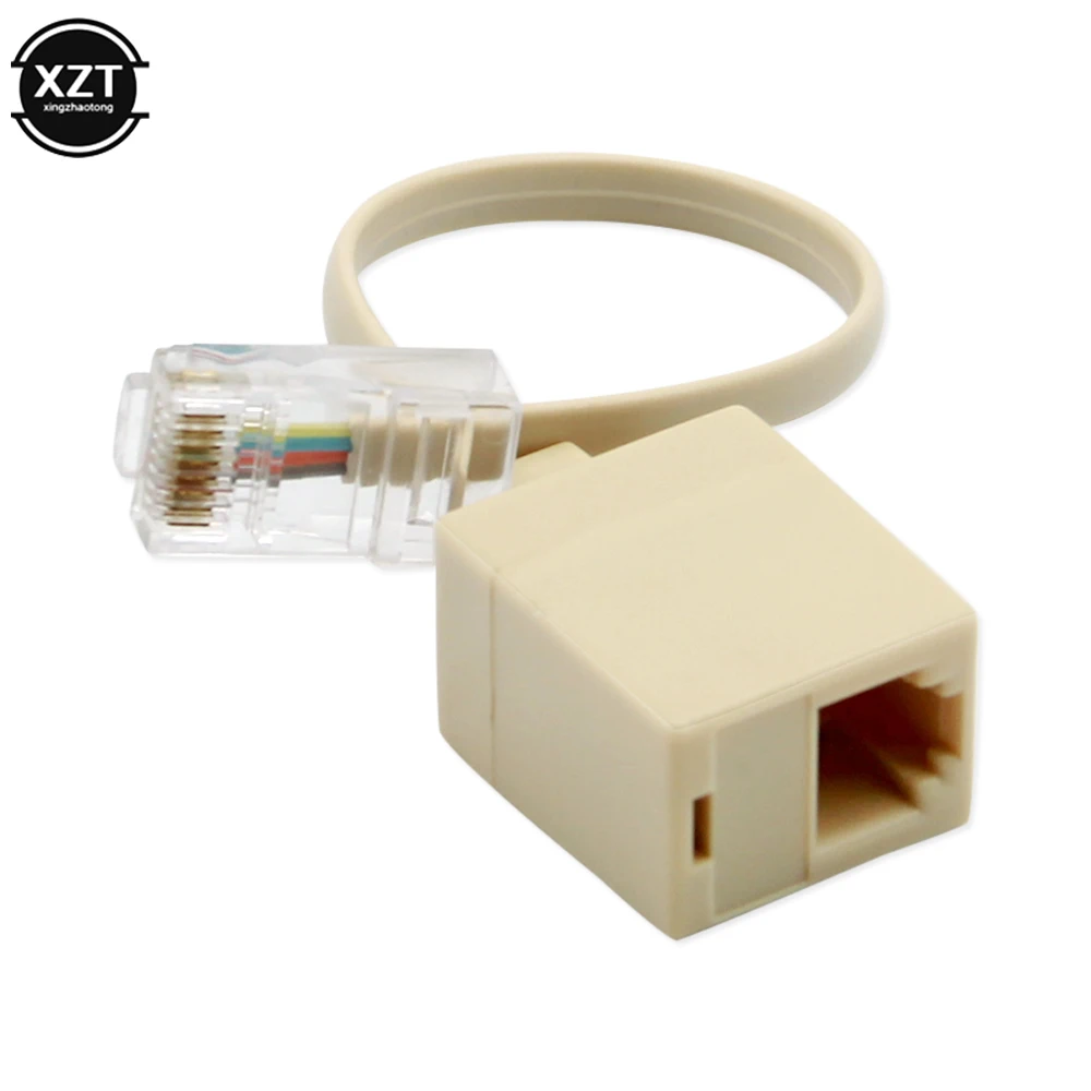 1 PCS 8P4C RJ45 Male RJ11 6P4C to Female M / F Adapter Telephone Ethernet Network Adapter Cable