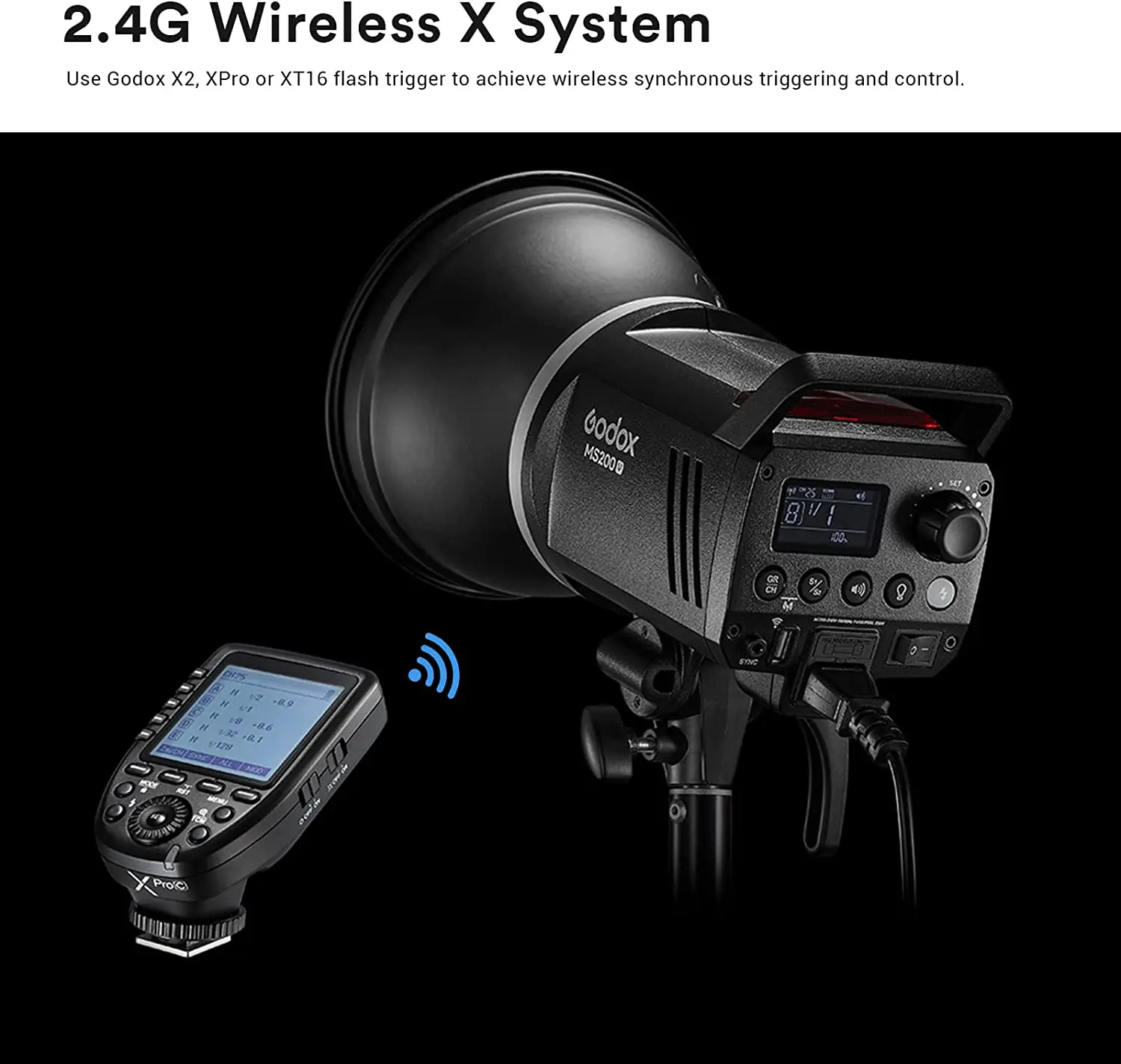 Godox MS300 V Compact Studio Flash 300W 2.4G Wireless Monolight Upgraded Modeling Lamp with Bowens Mount 2.4G Wireless X System 4